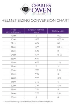 Charles Owen Sovereign Polo Helmet CLEARANCE -Equestrian Supplies Charles Owen Sizing Chart jpg