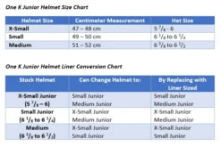 One K™ Defender Jr Helmet -Equestrian Supplies One K Junior Sizing Chart V3