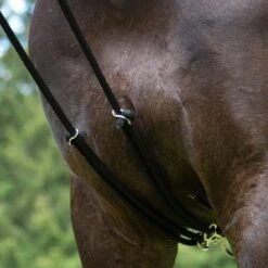 HKM Training System -Equestrian Supplies hkm training aid black chest attachment lifestyle 12406