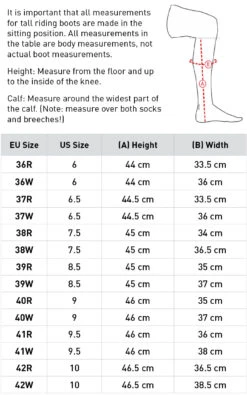 Horze Rover Field Boot 5 Horze Rover Field Boot -Equestrian Supplies horzesizechart